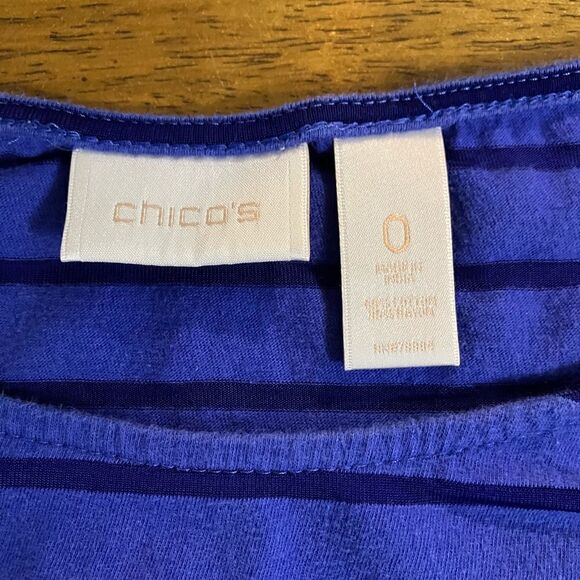 Chico’s Purple - Deep Purple Stripe Side-Tie Tee Sz iSmall - Picture 5 of 8